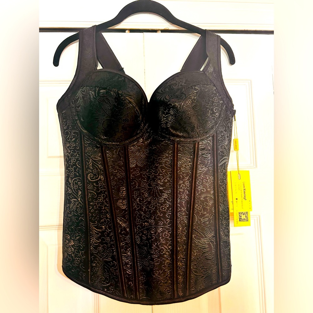 Kimring jacquard over bust corset, black size XL NWT